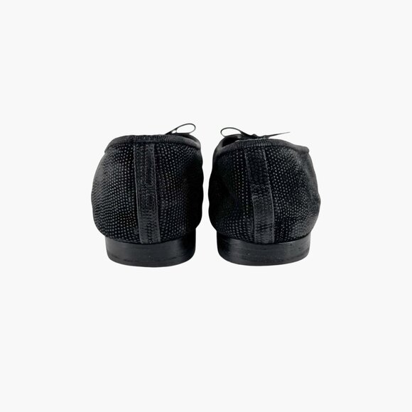 Chanel CC Cap Toe Ballet Flats Black & Gold Textured Shoes Size 38.5 US 7.5-8 - Picture 6 of 14